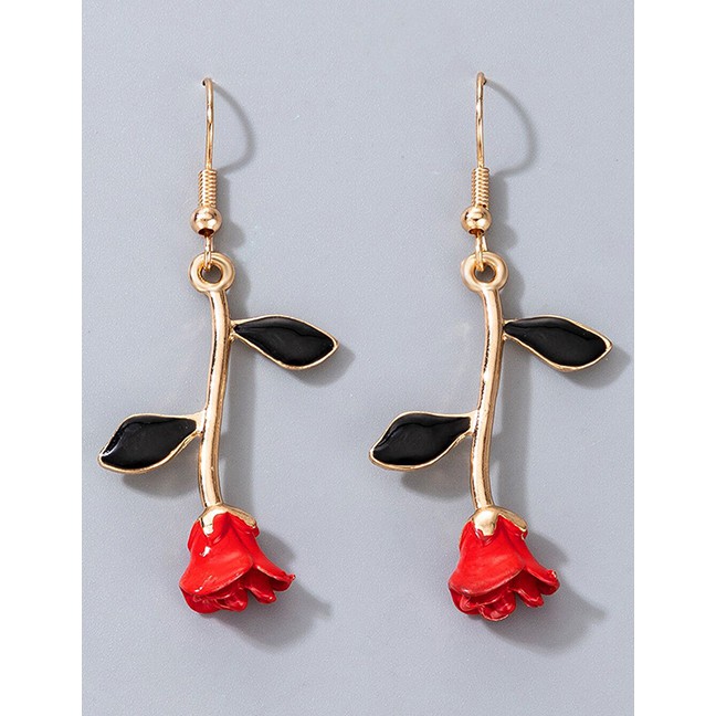 LRC Anting Gantung Fashion Red Rose Alloy Drip Earrings P75590