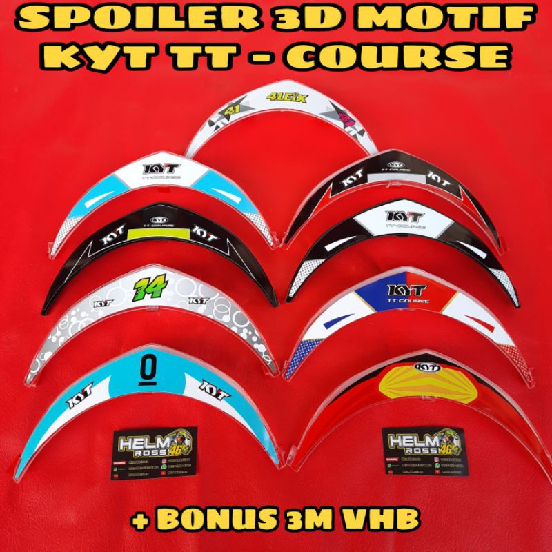 SPOILER 3D KYT TT COURSE MOTIF - Leopard Jaume Masia Dalla Porta Spanyol Electron Grand Prix Arbolino Overtech Tourist Yellow Fuxia Red Blue Matt Coll Captain Amerika America Hitam Glossy Doff Bening