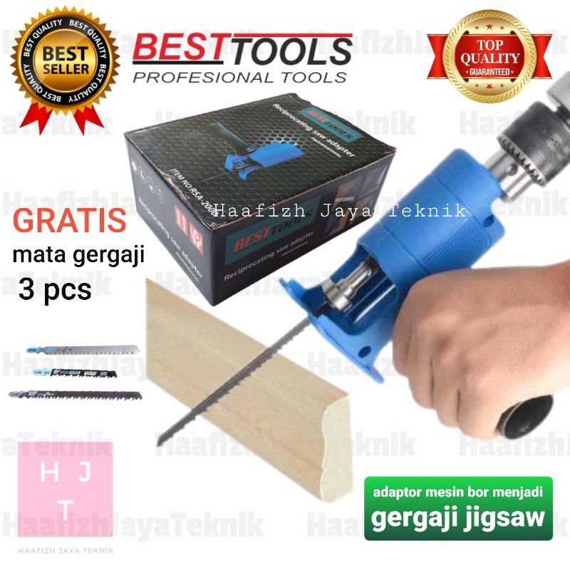 Reciprocating Saw Adaptor mesin Bor Tangan mini Jigsaw gergaji ukir/potong kayu triplek pipa besi