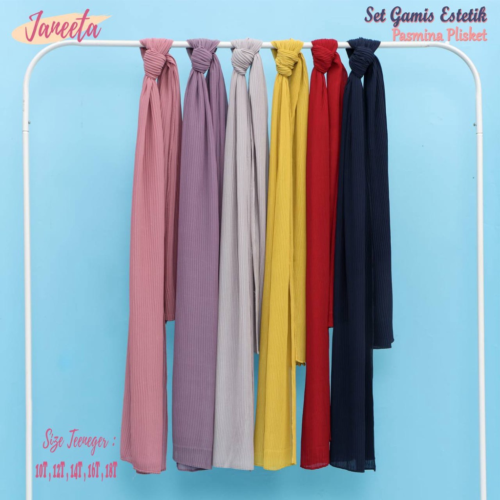 Gamis anak JANEETA SET GAMIS ESTETIC + PASMINA PLISKET CERUTY