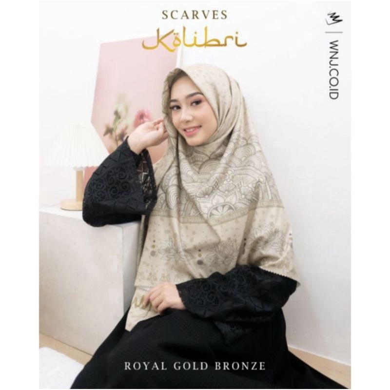 JILBAB SEGI EMPAT WANOJA SCARVES KOLIBRI ROYAL GOLD BRONZE