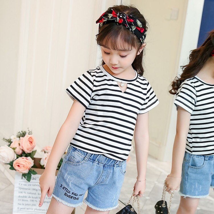 Baju Kaos Salur Anak Perempuan Cewek Cewe Lengan Panjang Katun Murah Kaos Anak Anak Perempuan Import
