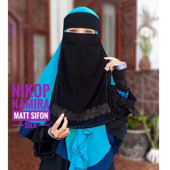 Niqab Renda Cantik/Niqob Misbie renda/BANDANA CADAR 2 LAYER DEPAN