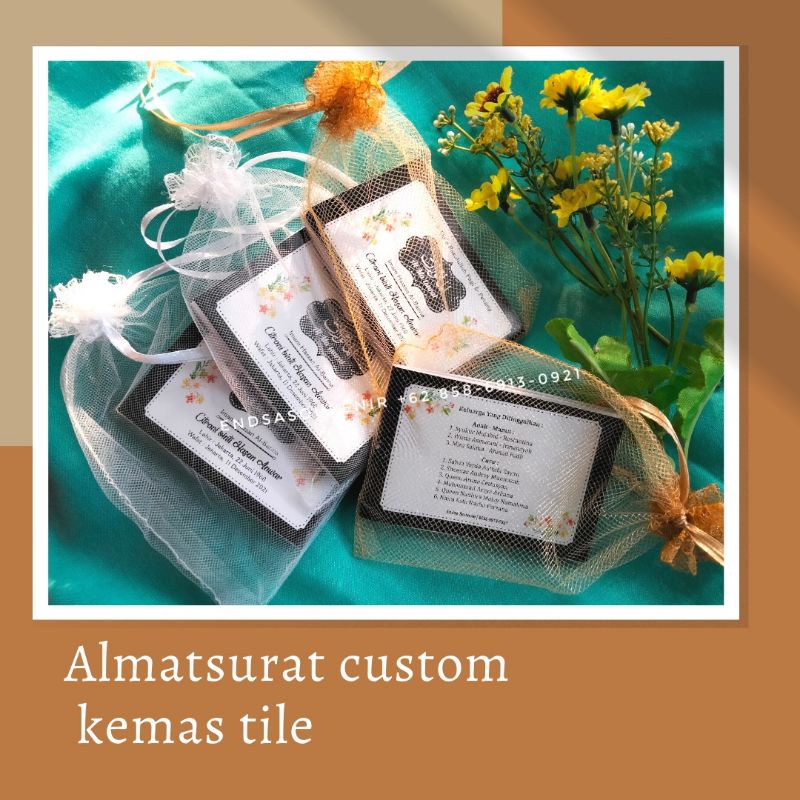 Souvenir pernikahan al matsurat /matsurat custom kemas tile free desain suka suka