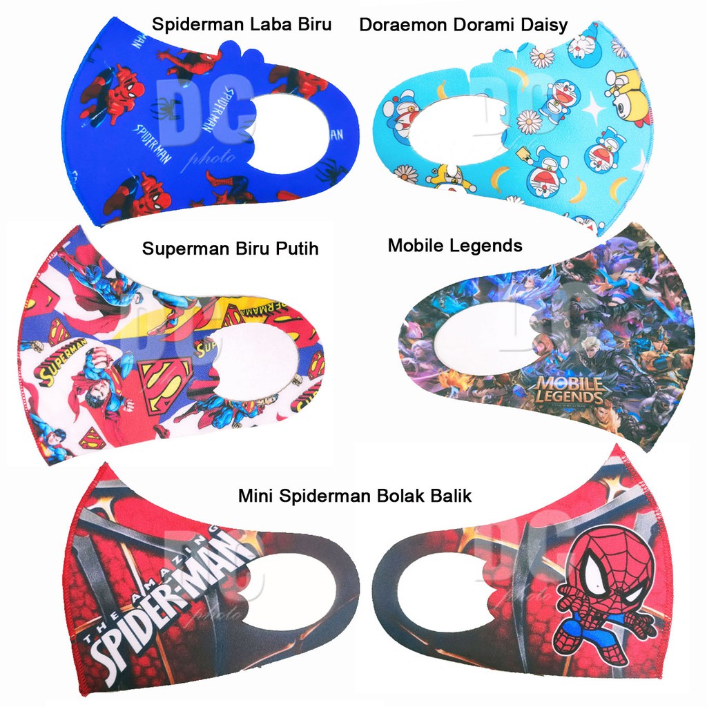 Masker Anak Scuba Premium Motif Spiderman Doraemon Superman Mobile Legends (Bisa Pilih Motif)