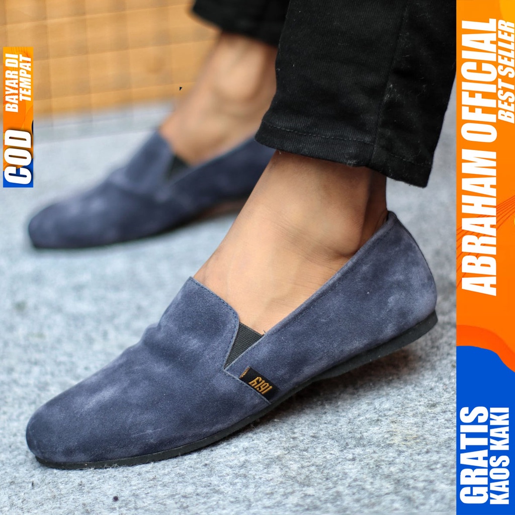 Sepatu Slip On Pria Sepatu Casual Pria Suede Kerja Kantor Kuliah Kondangan Sepatu Slop Pria Sepatu Hitam Pria CHROD ABRAHAM