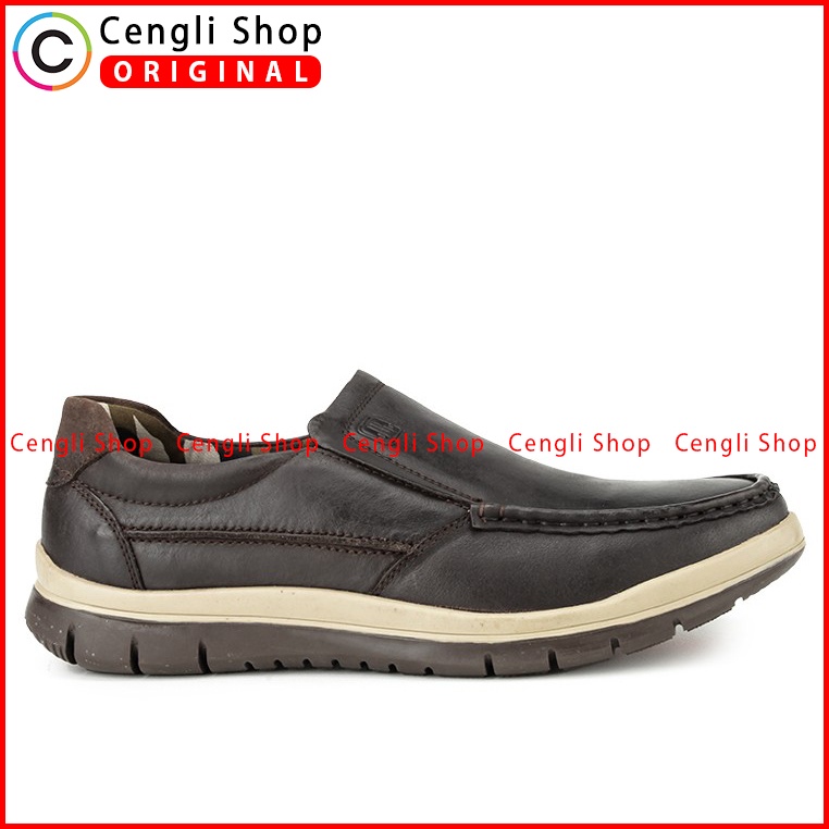 SEPATU SLIP ON JIM JOKER PRIA ORIGINAL CASUAL KULIT ASLI COKLAT JJ25