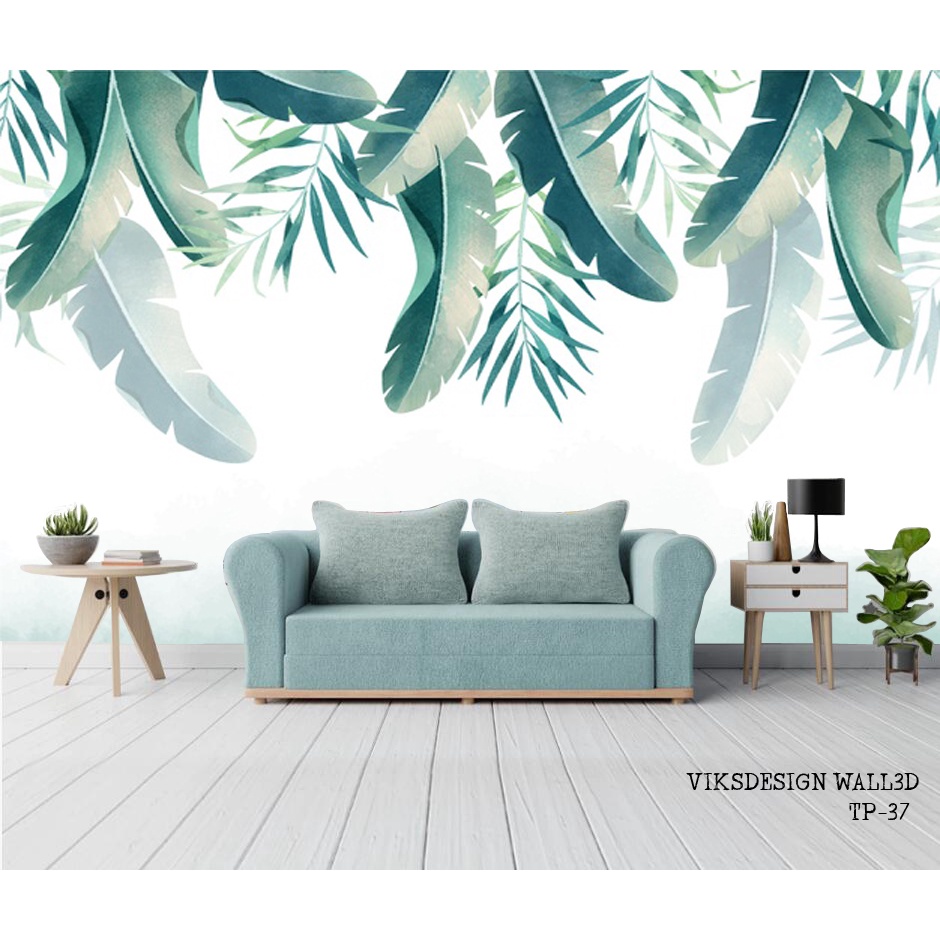 PUSAT CETAK Stiker Dinding, Print Wallpaper Bandung, Wallpaper Rumah Minimalis Motif Daun Pisang 3d