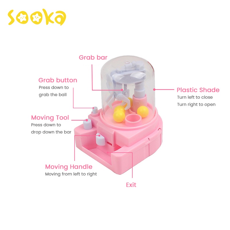 SOOKA Mini Claw Candy Crane Ball Mesin Capit Bola  Mainan Edukasi Mesin Capit Mini Untuk Anak Laki-Laki / Perempuan SK-GDA1081