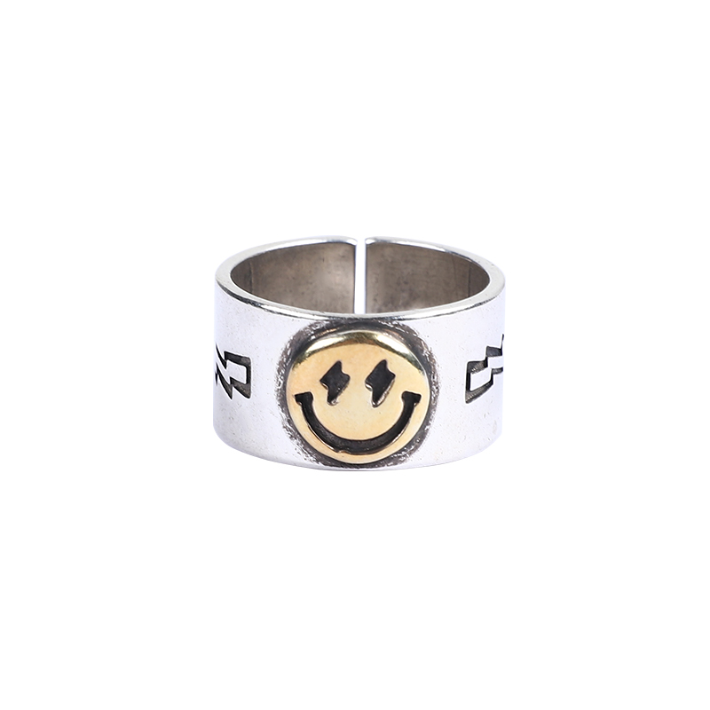 Smiley Ring Simple Personality Adjustable Trendy Retro