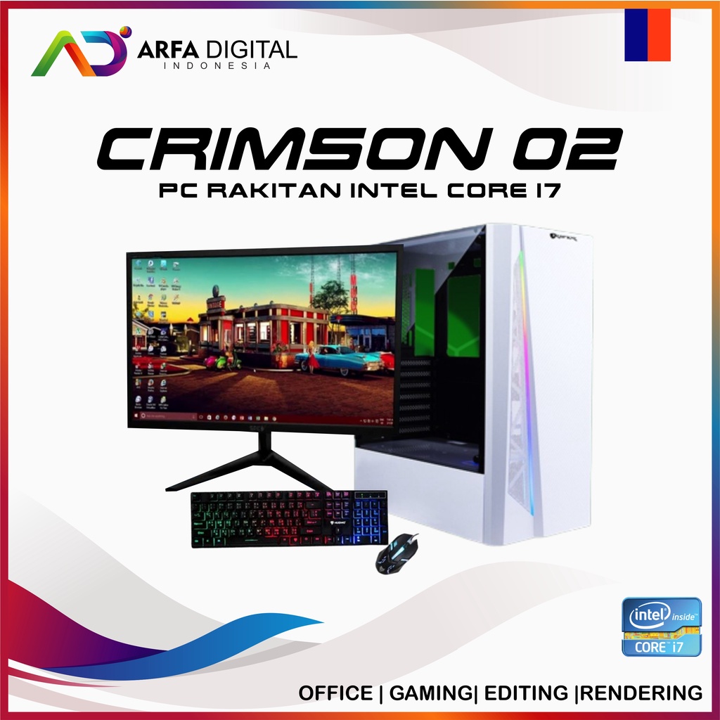 PC Rakitan Gaming Fullset Murah Siap Pakai Intel Core I7 3770 Ram 16GB HDD 500GB VGA 4GB DDR5 LED 24 Inch | CR02