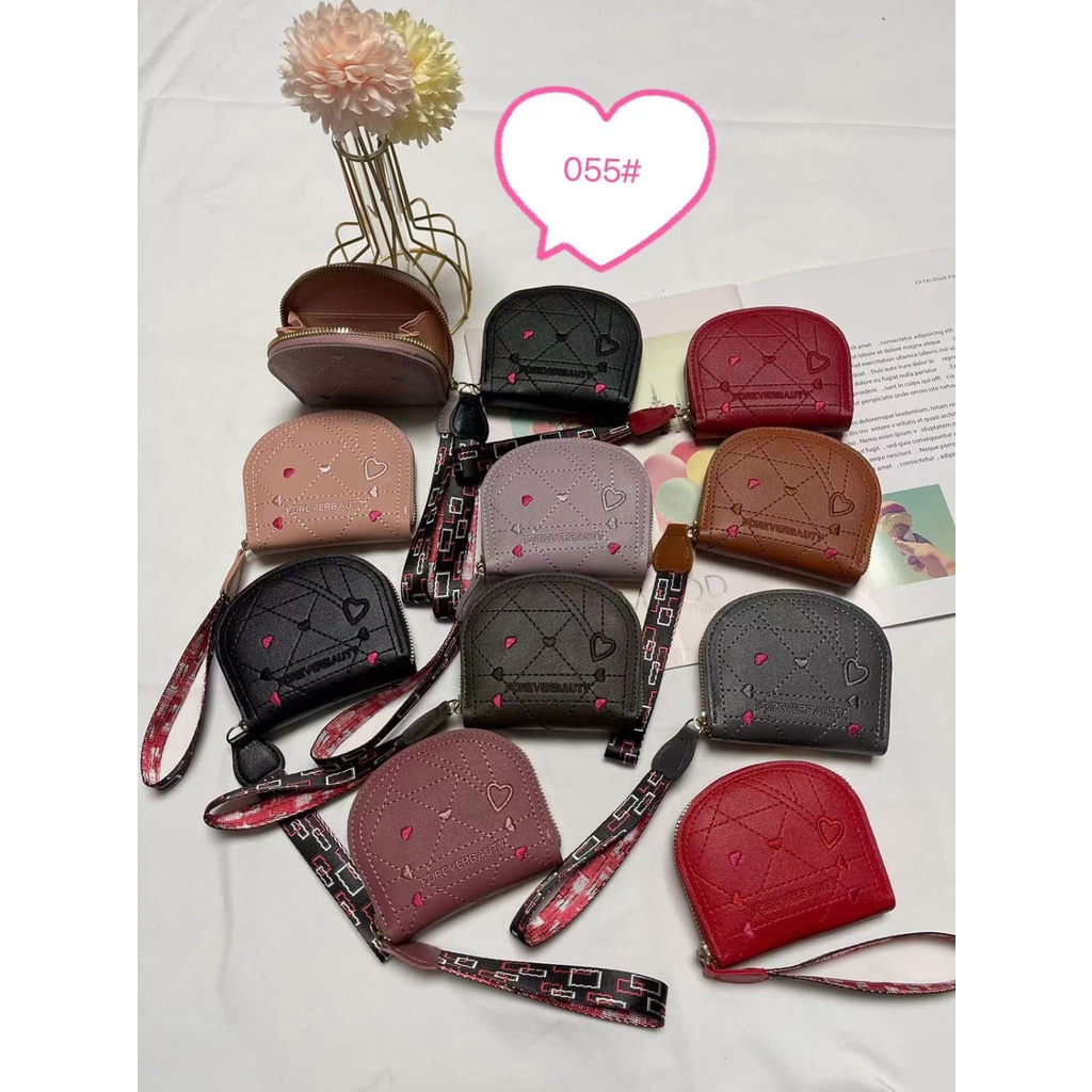 Dompet Resleting Satu Kecil Oval Bahan Kulit Sintesis #055