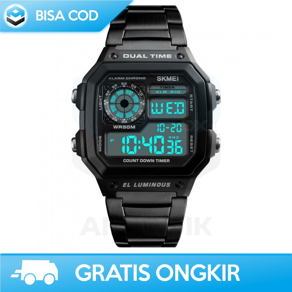 JAM TANGAN COWOK DIGITAL ANTI AIR SKMEI ORIGINAL 1335 - JAM TANGAN DIGITAL KOTAK MURAH BERGARANSI