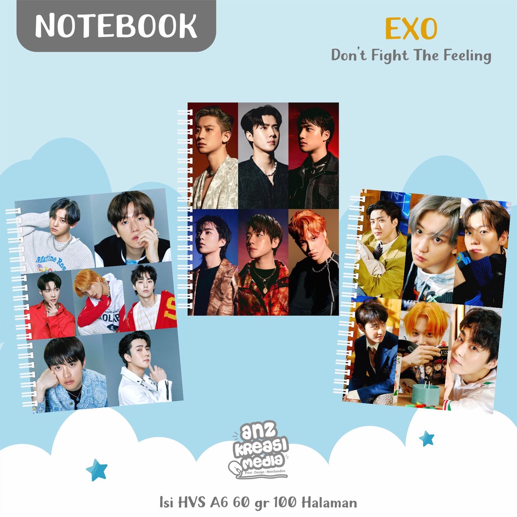 NOTEBOOK A6 BUKU TULIS SPIRAL - EXO DON'T FIGHT THE FEELING - MERCHANDISE KPOP MURAH UNOFFICIAL