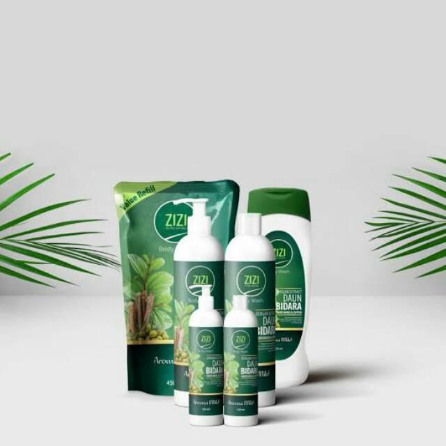 ZIZI Body Wash Sabun Mandi Cair Daun Bidara Akar Manis dan Zaitun Botol 100ml dan 250ml Refill 450ml