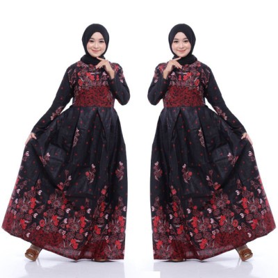 Batik Couple Keluarga Sania Ruffle Ori Ndoro Jowi Dnt Motif Sakura Merah Termurah