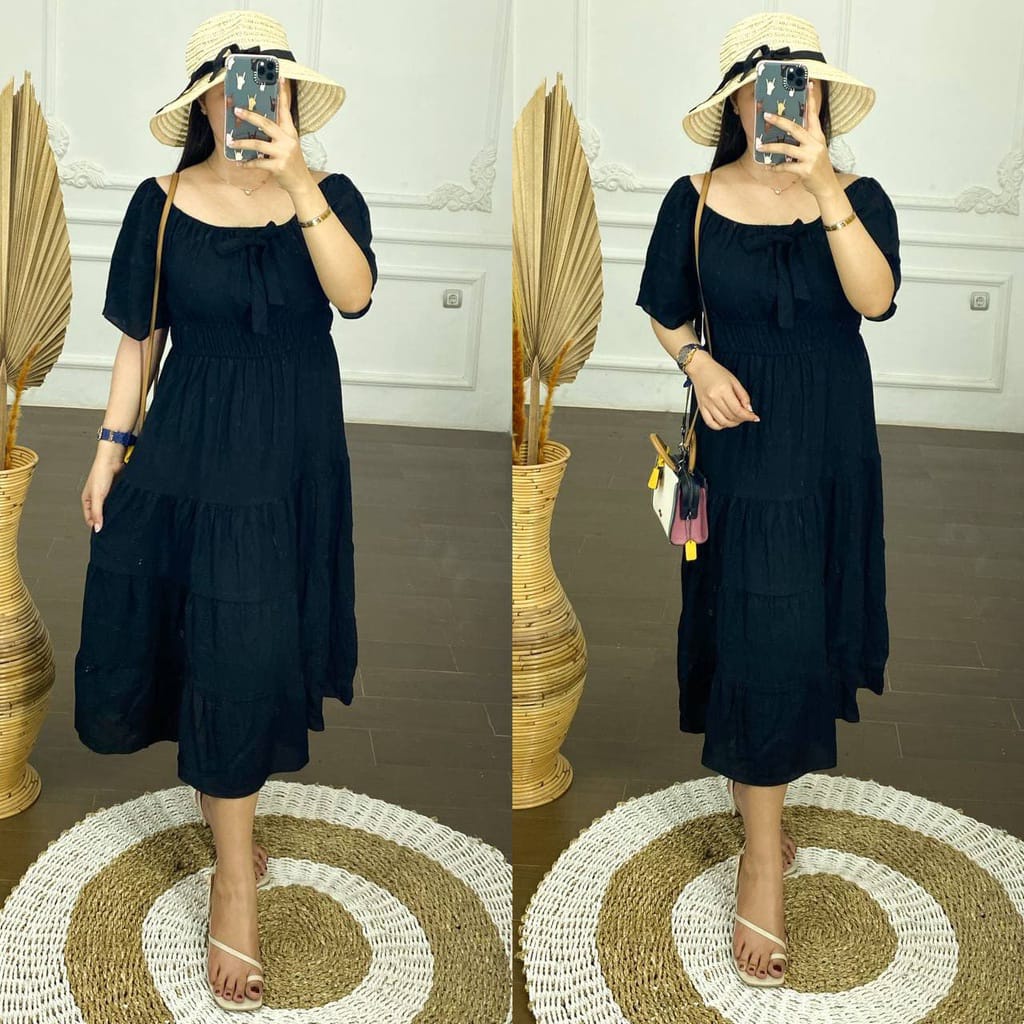 DASTER POLOS DRESS CANTIK SUSUN REMPEL PITA RUFFLE BEST SELLER DAILY OUTFIT KEKINIAN  daster polos busui dan baju hamil jumbo dress ruffle susun LD 120