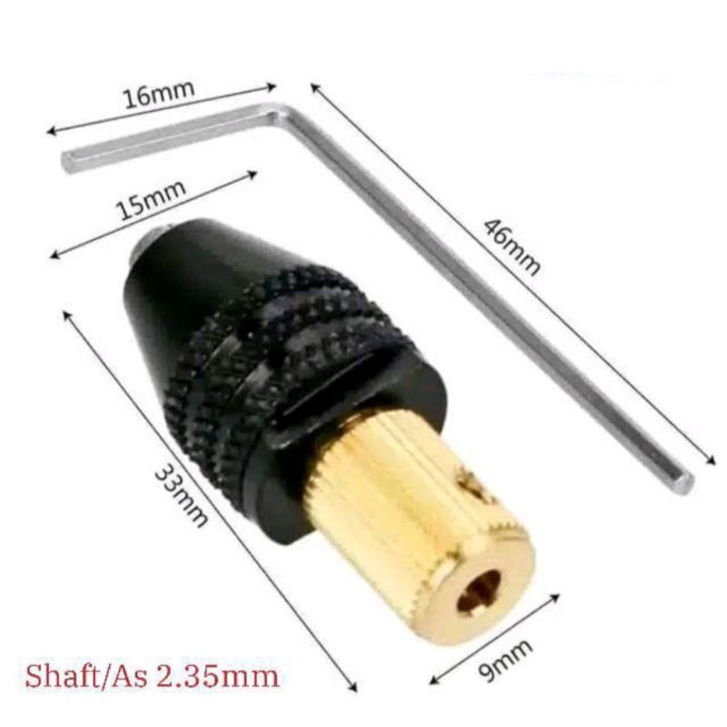 kepala keyless / chuck dinamo mini drill tanpa collet / kepala bor dinamo tanpa collet