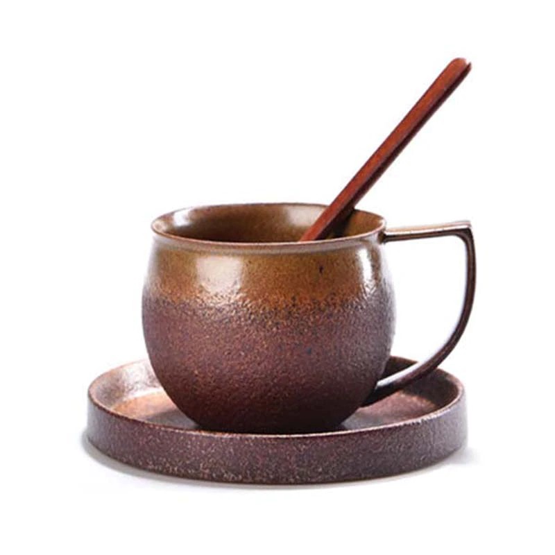 YeFine Creative FLAMBE-GLAZED Ceramic Tea Cup Set Vintage Coffee Cups Porcelain Tea Cups And