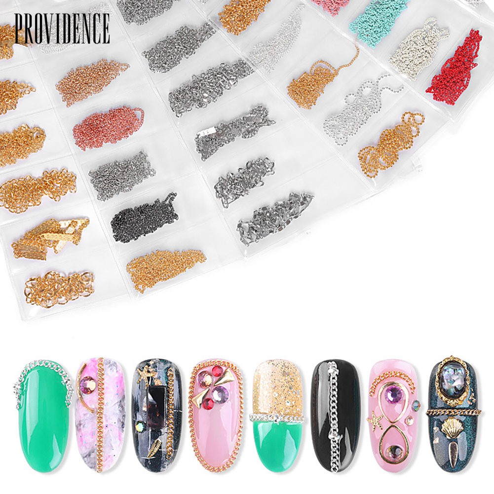 Providence Punk Style Mixed Size Nail Chains 3D Alloy Art Decorations DIY Manicure Supplies