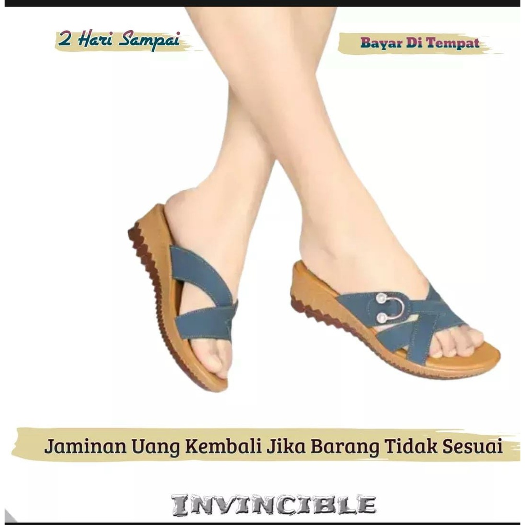 Invincible Wedges Wanita Kickers Terbaru (Sandal Wanita Ban 3)