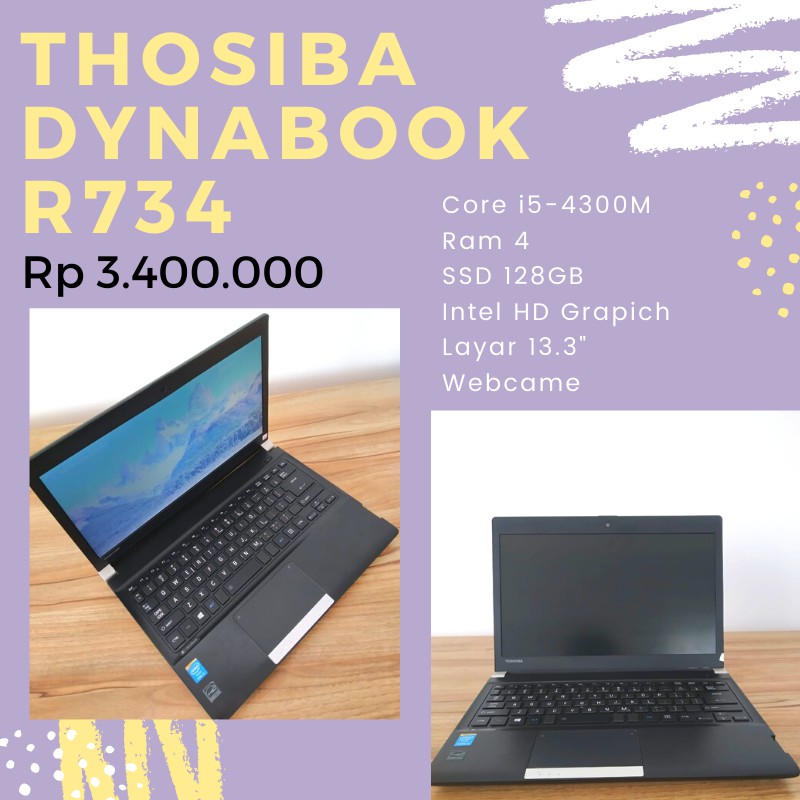 Toshiba Dynabook R734 Core i5 Gen 4 Ram 4GB Bekas