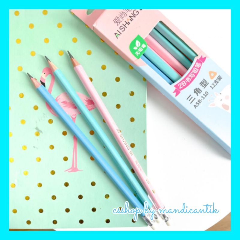 

Pensil 2B AISHING model pastel lucu ada penghapus pensil kekinian pensil warna pastel cod ready grosir ecer
