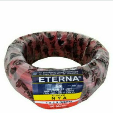 Eterna Kabel Listrik Kawat / Engkel / Tunggal NYA 1 X 2.5 MM ( 50 Meter )
