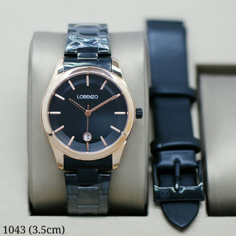 Jam Tangan Lorenzo Wanita 1043 Original Free Box Dan Tali Cadangan