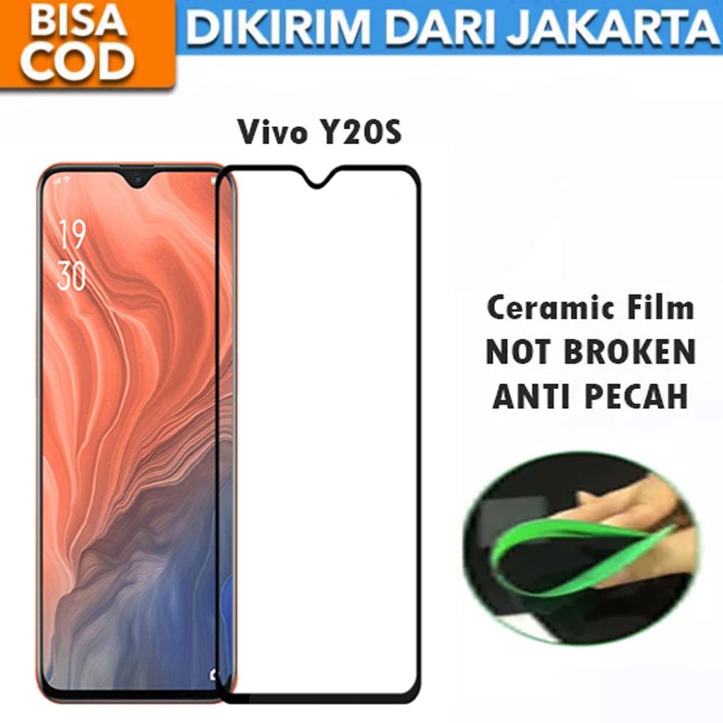 Tempered Glass Vivo Y20S Full Cover / Full Screen Ceramic Film Anti Gores