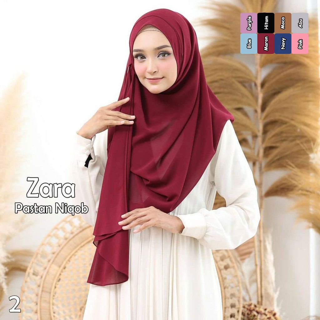 Best Seller!! Jilbab Instan Hijab Instant Pastan Niqob Zara Pastan Niqab 3 in 1 Ceruty Babydoll-MARON