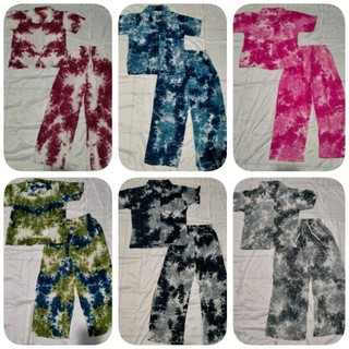  PANJANG One Set Tie Dye Setelan Tie Dye Setelan Piyama 