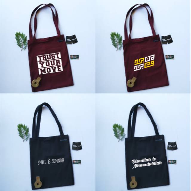 Totebag islami keren (bahan drill)