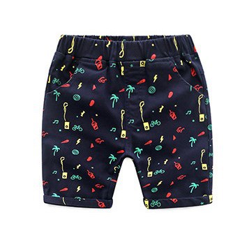 Celana pendek korean style anak-anak code KZ2351 travel symbol dark blue