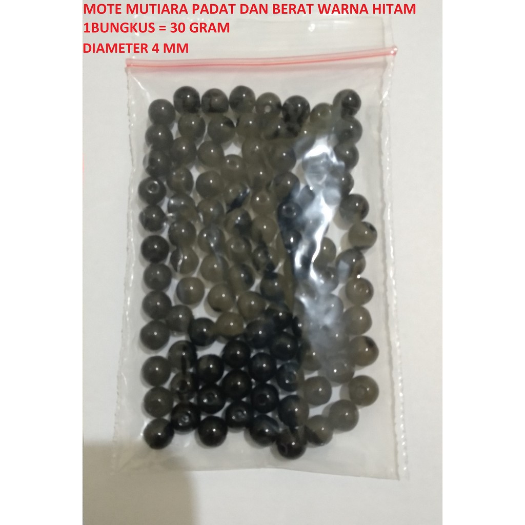 30 Gram Mote Mutiara 6mm Hitam-Mote Mutiara Hitam Kwalitas Bagus Berat Padat