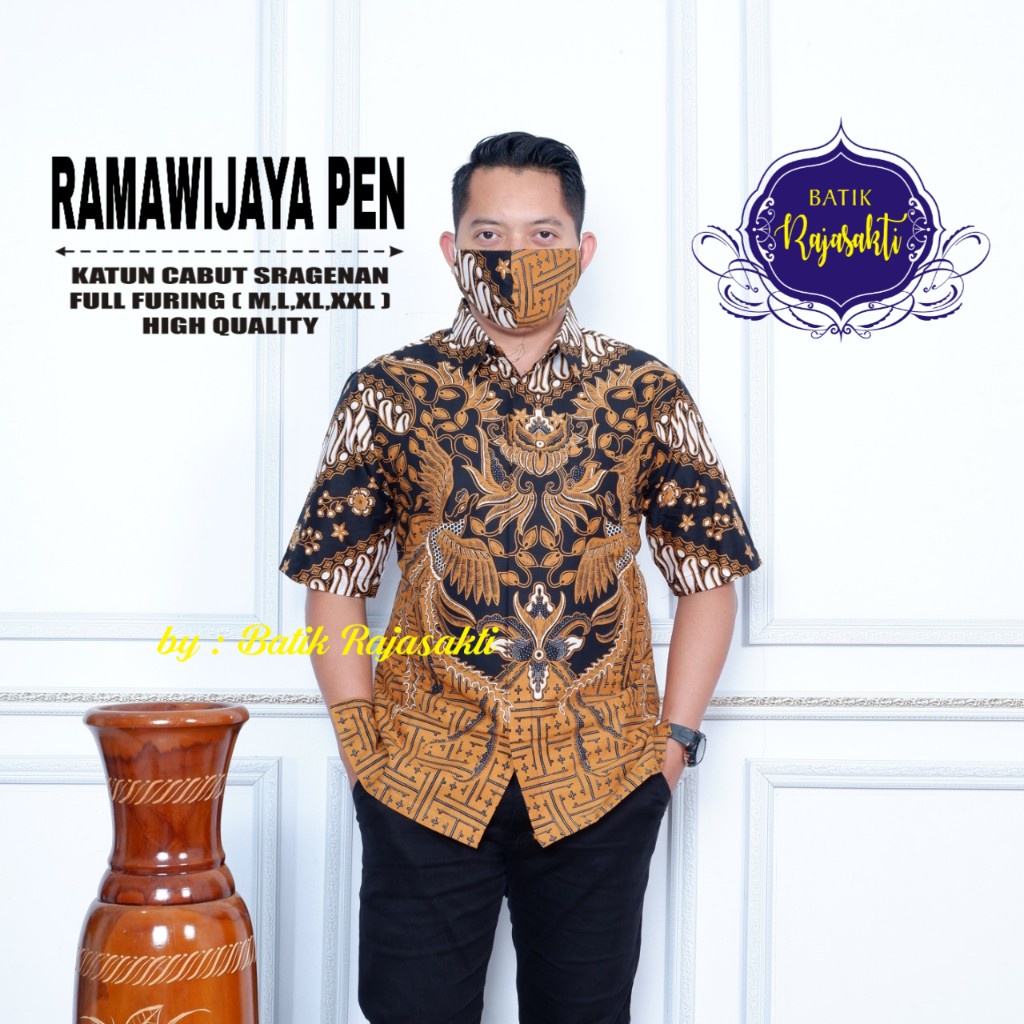 Batik pria lengan COKLAT GOLD panjang FURING modern  ORIGINAL BAJU PREMIUM ORIGINAL BY RAJASAKTI