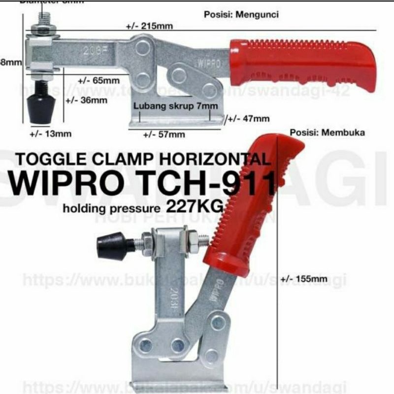 Jual Toggle Clamp Tch Wipro Klem Jepit Heavy Duty Toggle Clamp Horizontal Kg Body Metal