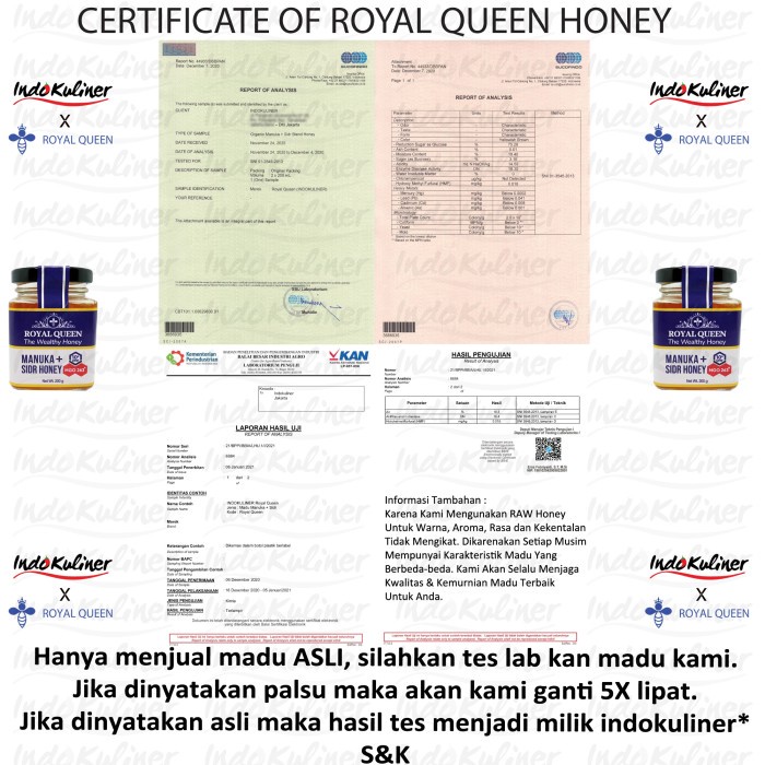 

QH Indokuliner Madu Manuka UMF 10+ MGO263+ Plus Sidr Honey Blend Royal Queen 350 Gram