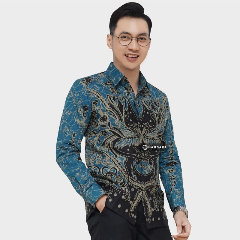 TOSCA BAYAN Kemeja Batik Pria Lengan Panjang Bahan Katun Halus Lapis Furing