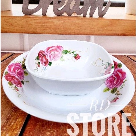 PROMO 2 PCS. ISI NYA 1.PIRING &amp; 1.MANGKOK MOTIF MELAMINE