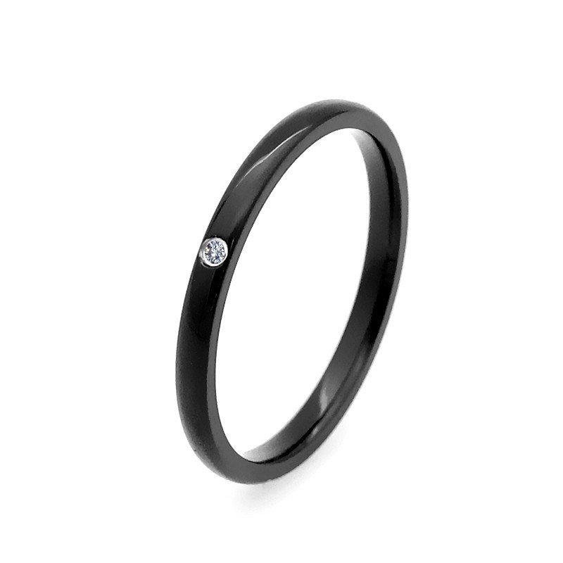 Cincin Titanium Mini Korea Wanita CK040 warna hitam bisa untuk cincin kawin nikah fashion simple