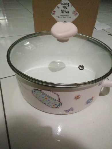 Panci Enamel Cantik Dutch Oven 24 Cm Chefina Kedawung Pi04g24