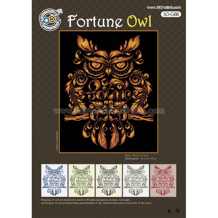 Paket DIY Craft Sulam Kristik Strimin Sodastitch SO-G88 - Fortune Owl Burung Hantu