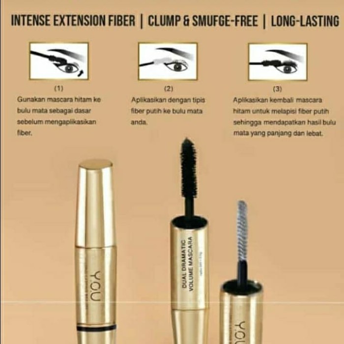 `ღ´ PHINKL `ღ´ Y.O.U dual mascara volume dramatic maskara hitam fiber penebal bulu mata