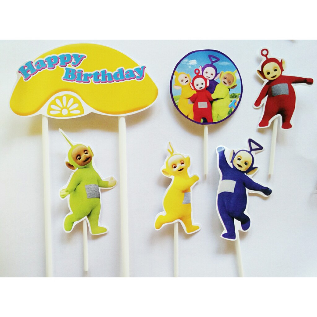 topper toper hiasan tusukan kue cake ulang tahun happy birthday karakter teletabis teletubbies