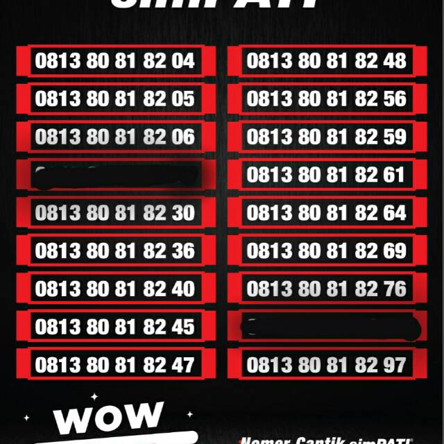 No. Cantik simpati 0813 80 81xx