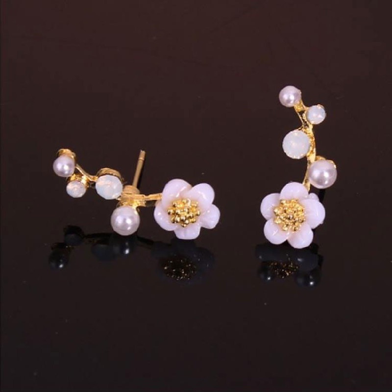 Anting Tusuk Gantung Desain Bunga Aster Hias Kristal Gaya Koreasimple Untuk Wanita