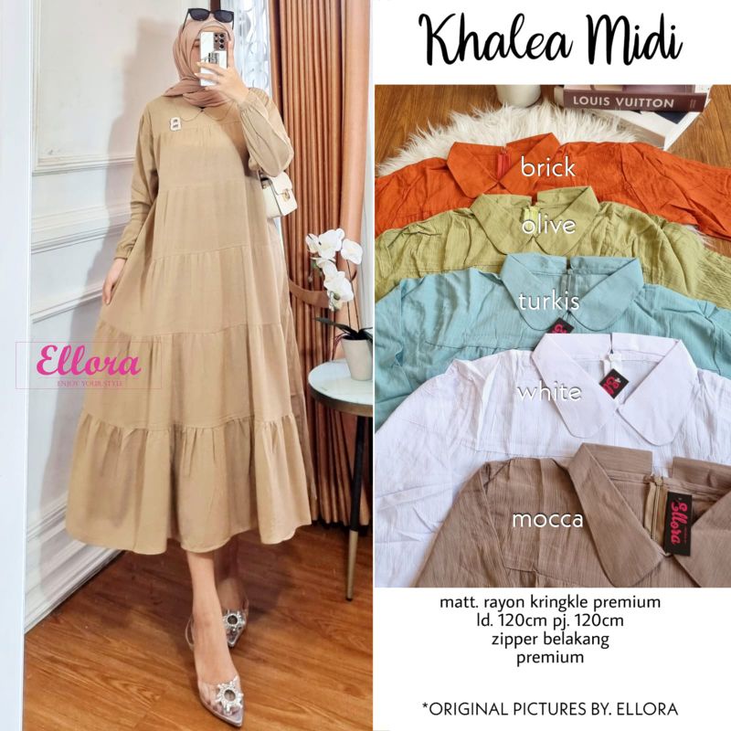 khalea midi by ellora | gamis tunik wanita
