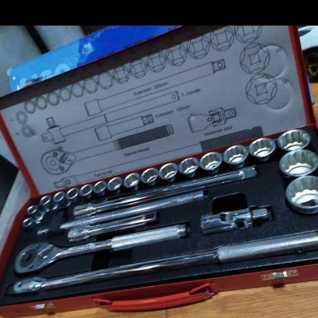 AIGO Socket wrench set 24 pcs 1/2" 12 PT Kunci socket set