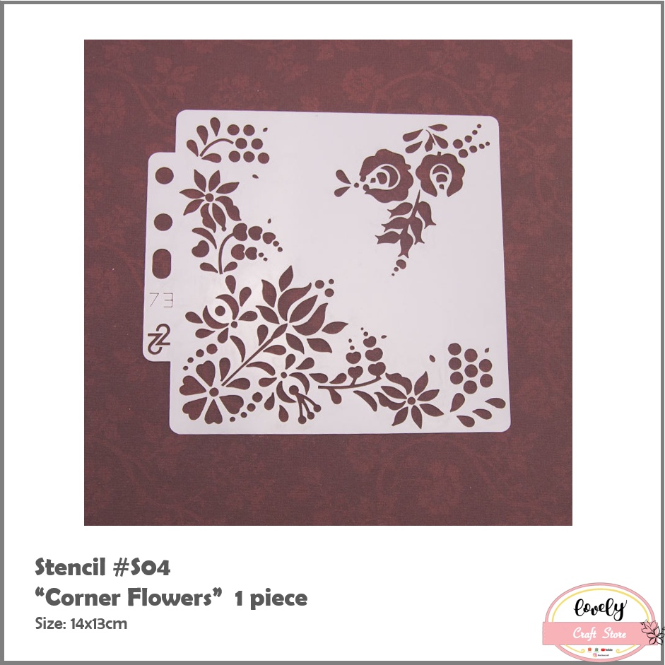 

plastic stencil #S04 cetakan stensil lukis, craft, kue cake, scrapbook ~ Corner Flower